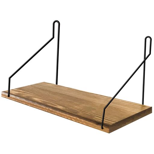 ウォールシェルフ壁を傷つけないRakururuウォールシェルフ木制天然木壁棚ワイヤー付き壁がけ棚ネジ付き画鋲壁棚賃貸石膏ボード対応取付簡単ライトブラウン(30cm)