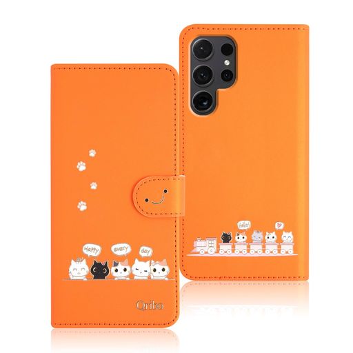 乐天商城 - Qribo 適合 Galaxy S26 Ultra ケース 手帳型 シンプルなのに可愛いデザイン エンボス加工猫柄 うれしい気持ち SCG37 SC-53G ケース 6.9インチ対応 向け ギャラクシーs26ultra ケース 適合