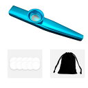 ブルーのカズー笛10枚の笛膜と収納袋付きスライドホイッスル楽器初心者向けギフトに最適