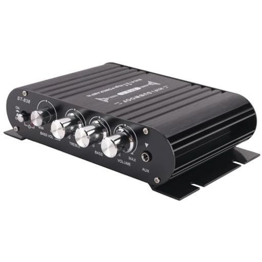 Limnyves -838 HIFI アンプ 2.1 チャンネル カー MP3 ミニアンプ AUX 入力 高低音調整 超低音 202+40W アンプ耐久性簡単インストール