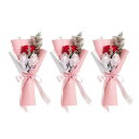 バラ造花3本セット三輪ローズ花束ソープフラワー石鹸花個包装プチギフトロマンチックサプライズ花飾りバレンタインデー母の日誕生日退職ギフトウエディング卒業式入学式パ...