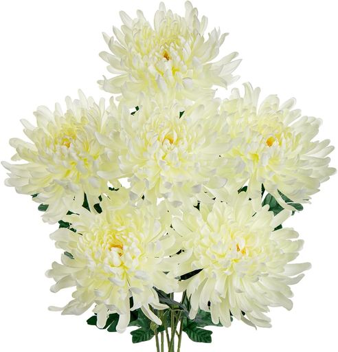 Cactus - VillaComoキク菊造花重ね菊仏花お供え花径15.2cm仏壇用お盆お彼岸お悔やみ枯れない花アートフラワーイ(6菊(クリーム))
