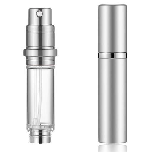 MAEXUSアトマイザースプレーボトル香水ワンタッチ補充持ち運び便利6カラー展開香水アトマイザー詰め替えボトル5ml底部充填漏れない小分けミニ持ち歩きボトル旅行出張用(シルバー)