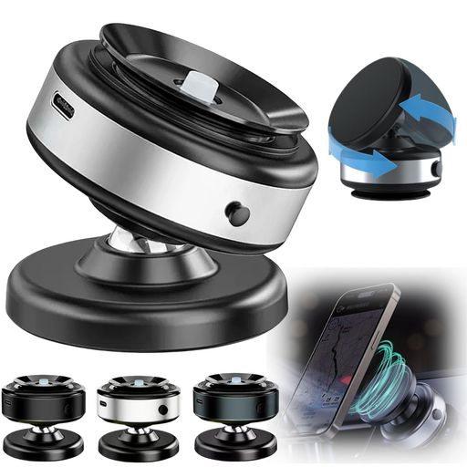 スマホスタンド車真空吸着式車載ホルダー電動真空吸盤スマホホルダー強力マグネット車用スマートフォンホルダー360度回転ダブルユース角度調整取付簡単片手操作安定感落下防止インテ…