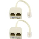 MOLATE電話アダプタRJ116P4Cメス~2メスソケット分岐アダプタ延長ケーブル2個入り