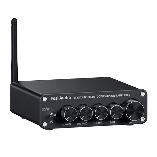 Fosi Audio BT30D Bluetooth5.0アンプ パワーアンプ サウンドアンプ SUB音量/周波数調整 高性能TPA3116D2チップ ステレオ オーディオアンプ 2.1チャンネル 小型 Hi-Fi クラスD 50W*2+100W