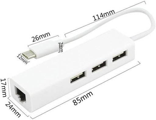 Other - USBCから3xUSBAとRJ45イーサネットLANアダプタハブケーブルはWinXP/8/10/MACOSのMacUSB-Cネットワークに適している