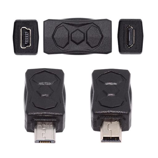 xiwaiマイクロUSB2.0-ミニUSB5ピンオス-メス延長アダプター、充電とデータ同期をサポート、ブラック、3個パック