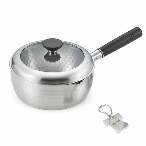 Sauce Pans - J-kitchens和み片手鍋ステンレス製槌目雪平鍋蓋付き20cm錆びにいガスIH対応日本製オリジナルタグ付