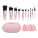 GLIDESMOOTHメイクブラシセット多目的メイクブラシキットメイクブラシパウダーパフ完全なメイクニーズカバレッジピンク14個