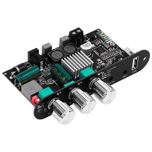 多彩なオーディオ用途に対応する多機能Bluetoothアンプ:この100W Bluetoothパワーアンプは、Bluetooth 5.3、AUX入力、USBフラッシュドライブ、マイク入力をコンパクトなデザインにシームレスに統合しています。TPA3116D2チップを搭載し、100Wモノラル出力を実現。3~8Ωスピーカー(20~100W)に対応し、パワフルでクリアなサウンドを実現します。カラオケ、ライブパフォーマンス、ホームシアターなどに最適です。 プロ仕様のサウンドコントロールを実現する高度な機能:リバーブエフェクト、EQ調整、ボイスキャンセリング機能などを搭載し、お好みのサウンドをカスタマイズできます。TWSステレオペアリングモードでは、2台のユニットをペアリングして左右チャンネルのステレオサウンドを実現し、空間音響のクオリティを向上させます。 堅牢性と安全性を両立したフル機能保護機能:過熱、過電流、短絡、逆接続保護機能を内蔵し、安定したパフォーマンスを実現します。DC9~24V(4A+)電源に対応し、7.4V/12V/21Vバッテリーに対応しています。