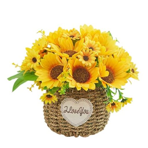 ひまわり造花サンフラワー絹花人工鉢植え花ミニマリストシンプルインテリア観葉植物枯れないヒマワリ屋..