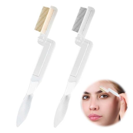 EsiFare折りたたみ眉コーム【2個セット】まつげコームステンレスマスカラコーム金属マスカラコームつけすぎたマスカラをほどよく取り除き綺麗なセパレートのまつ毛になりま妻とガール…