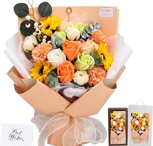 ソープフラワー花束母の日プレゼント誕生日プレゼントソープフラワーバラグラデーション花束ブーケ女性人気ギフト薔薇造花結婚記念日彼女敬老の日感謝お祝いインテリアローズブーケ