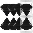 YOYOSOFTパウダーパフ三角パフ8個入細かい部分に対応幅6.5CMx長さ7CMフロッキー素材フェイスパウダーパフ使い捨て大容量パフメイク(黒)