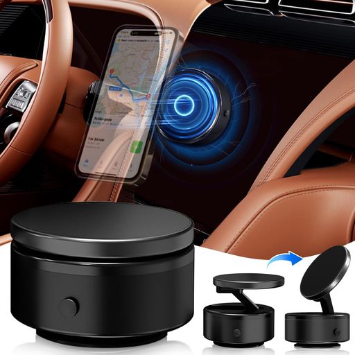 スマホホルダー 車 真空吸着式 マグネット式 スマホスタンド 車 MagSafe対応 折りたたみ式 強力吸着 片手操作 車載スマホホルダー iPhone/Android対応(ライトブラック)