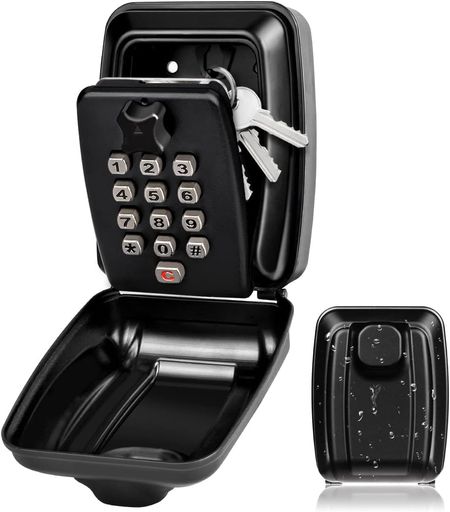【ZHLELEWZ】セキュリティキーボックス壁掛け鍵収納ボックス南京錠ロックポケットダイヤルロックボタン式小物キー収納カギ管理カギ収納印鑑収納防水大容量小型暗証番号オフィスアパー…