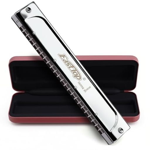 Easttop複音ハーモニカトレモロハーモニカC调24ホール真鍮カバーレザーケース清潔布初心者専門家勉強練習用(T2406S-C)...