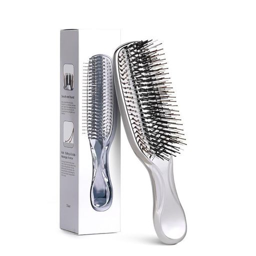 ィースくし髪の毛サラサラシャンプーブラシ静電気防止ヘアケアソフトウェットブラシ髪くし乾湿両用コンパクトもつれ解消ツヤ出し誕生日プレゼント女性人気(銀)