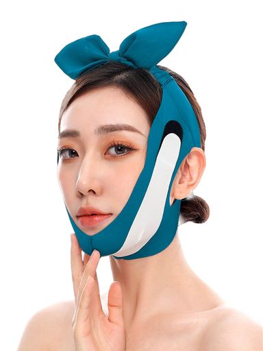 AAGWW顔面包帯量子遠赤外線三次元固定変位防止通気性高弾性男女共通顔面引き上げ(青)