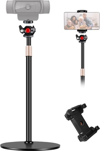 EtourWEBカメラ卓上スタンド角度・高さ(23.5-44.5CM)調整可メタル台座179MM1/4インチネジロジクールウェブカメラC920C922BRIO用(ブラック)