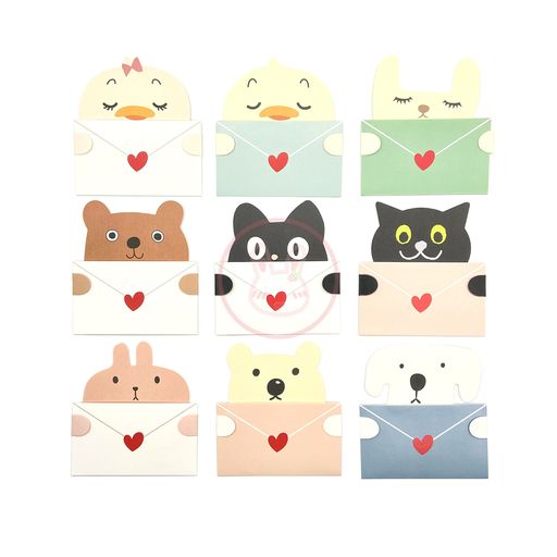 ❤セット内容:封筒9枚+メッセージカード9枚(9種類セット) 。 ❤サイズ:カード:11.5x10.8cm、封筒:12.2x12.2cm。 ❤上質紙を採用し、しっかりした質感、厚みもあるので、手触りが良いです。 ❤かわいい動物がメッセージカードを送るようなデザイン、とても斬新で気持ちもしっかり伝われるのです。 ❤お誕生日の日 、母の日、結婚記念日、感謝の日、お祝いの日やラブレターなどに使うのが最適だと思います。
