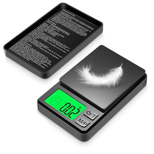 【0.01g高精度・最大1000g計量対応】 高感度センサーを搭載し、0.01g単位の細かな計量に対応します。最大1000gまで測定可能で、コーヒー豆、宝石、アクセサリー、ハーブ、精密パーツなど重量管理が必要な場面に適しています。 【コンパクトサイズ・持ち運び便利】 本体サイズ約8.7x5.6x1.9cm、重量約59gの軽量設計。ポケットやバッグに収納しやすく、キッチン、作業台、旅行先、アウトドアなどさまざまな場所で使用できます。 【7種類の計量単位を簡単切替】 g、oz、ct、tl、gn、dwt、oztの7単位に対応。用途に合わせてボタン操作で切り替えでき、ジュエリー、コーヒー、趣味の制作など幅広い計量ニーズに対応します。 【バックライトLCD・便利な計量機能】 見やすいバックライト付きLCD画面を採用し、暗い場所でも数値を確認しやすい設計です。風袋引き機能、ゼロリセット、過負荷表示など便利な機能を搭載しています。 【耐久素材・多用途設計】 食品級ステンレス製計量皿と耐久性に配慮したABSボディを採用。汚れを拭き取りやすく、コーヒー豆、調味料、宝石、コイン、粉末類など多様な計量用途で活用できます。