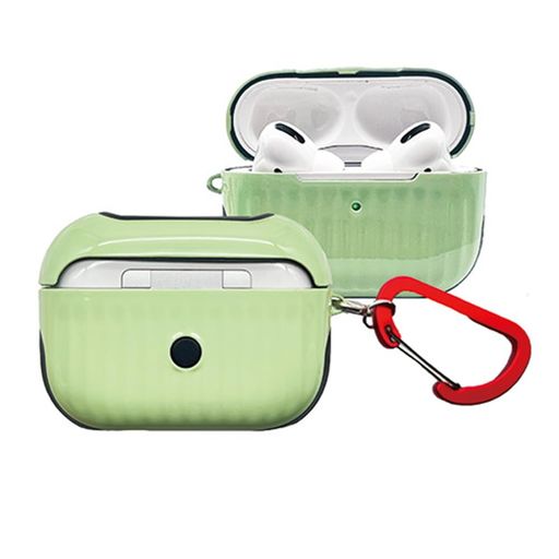 【MAXIA】AirPodsPro2ケースカラビナ付きミニスーツケース風AirPodsケースワイヤレス充電可能MA-Pro2(グリーン)