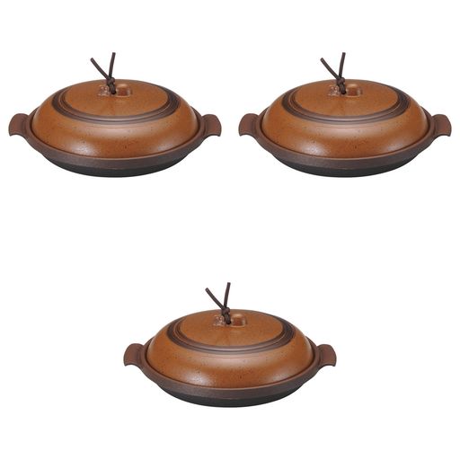 Earthen Pots - 3個セット16cmやすらぎ丸陶板深型春日[16x6.5(2.9)cm]|陶板セトモノホンポ(Setomonohonpo)