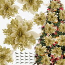 クリスマス造花24個入れクリスマスツリー飾り人工花オーナメントキラキラフラワーデコレーションクリスマスリースクリスマスガーランドクリスマス花輪玄関壁掛け装飾品D...