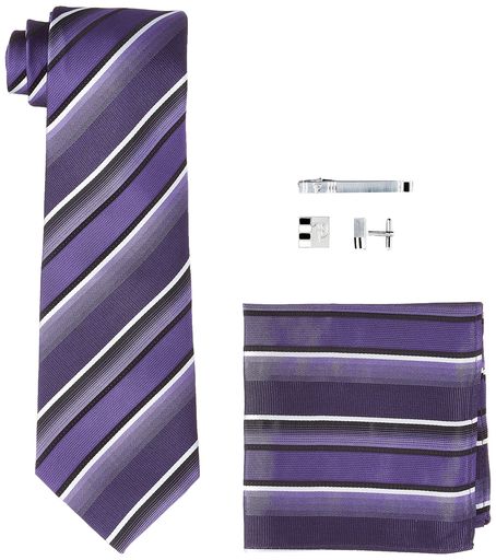 [フルボデザイン]ネクタイチーフカフスタイバー4点セット8001054-COLOR5-7ラベンダーFREE