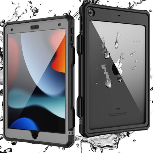 iPad第9世代(2021)用ケース第8世代(2020)対応第7世代(2019)防水完全防水全面保護耐衝撃衝撃吸収傷防止防雪防塵360頑丈米軍耐久性分離型雨の日、お風呂など適用iPad第9/8/7世代用