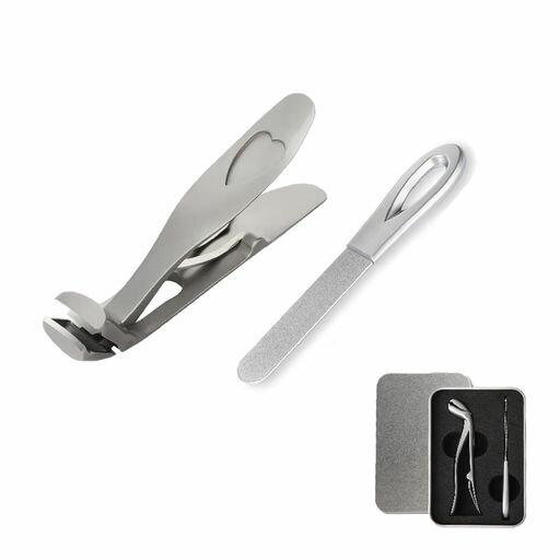 爪切り足用厚爪用爪ペンチ湾曲ステンレススプラッシュ防止収納ケース&爪やすり付属鋭い切れ味手足兼用..