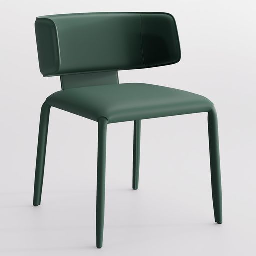 Kidol&Shellderダイニングチェア椅子高級厚手サドル調PUレザー全面レザー張りスチールフレーム半肘付き耐摩耗性北欧おしゃれモダンデザイン背もたれ付き化粧椅子単品(ダークグリーン)(3.0)