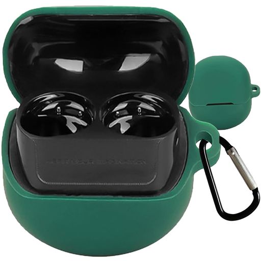 BOOLINNSoundPEATSClearDotケース対応SoundPEATSClearDot液状シリコンケースキズ防止耐衝撃装着充電可能防水防塵紛失防止カラビナ付き(グリーン)