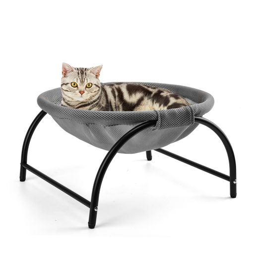 LIFLIX 猫ベッド 自立式ハンモック 通気メッシュ グレー
