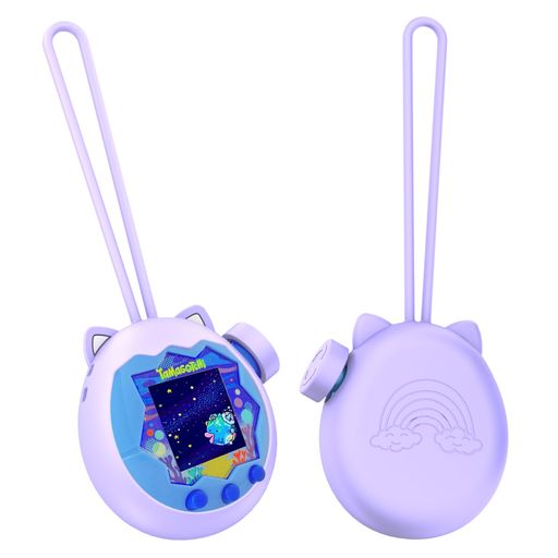 ForTamagotchiParadise専用ソフトシリコンケース一体型ストラップ付き耐衝撃防塵キズ防止柔軟素材ジャンパーキャップ付属4色選択可能(パープル)