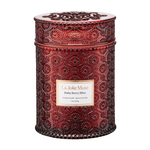 LA JOLIE MUSE ルビーベリーブリス・キャンドル 19oz、マンダリンオレンジ・クランベリー・プラム、木製ウィック、秋ギフト