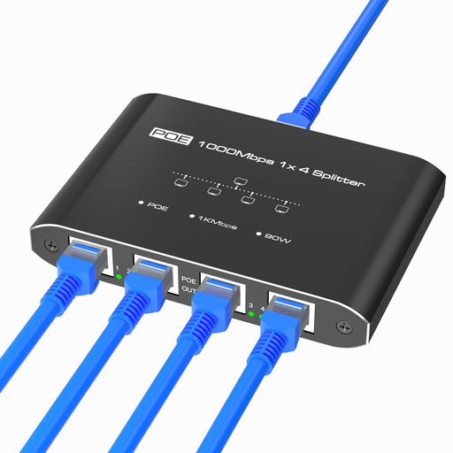 PoEハブ1入力4出力スイッチングハブ5ポートPoE対応機器を4台同時に動作可能1000MbpsスイッチLAN分配器有線RJ45Hubランケーブル分岐イーサネットスプリッターネットワーク増設
