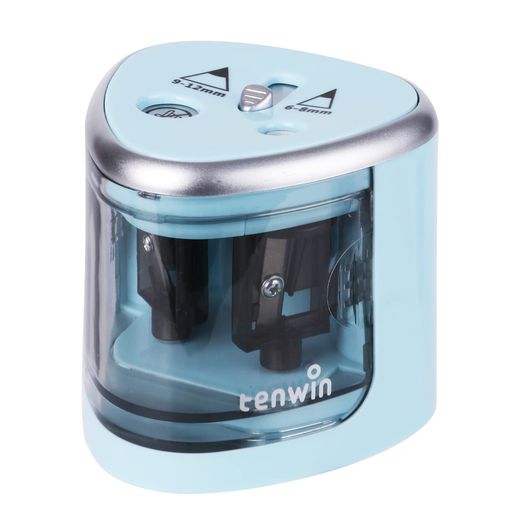 Tenwin電動鉛筆削り電動シャープナー人気小型コンパクト軽量コードレス2穴タイプ6-12mm鉛筆適用単三電..
