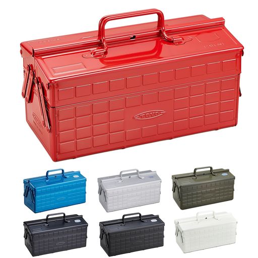 東洋スチール(TOYO) 2段式スチール製工具箱 ST-350 レッド 【幅約35x奥行約16x高さ約21cm】 日本製 ツールボックス 収納ボックス