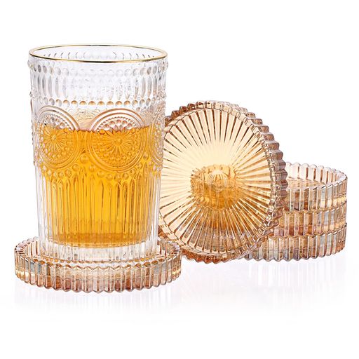 BSTKEYコースターグラスコースターガラスティーコースターカップマットパッドクリア断熱パッドおしゃれ..