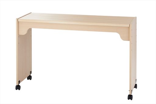 高梨産業サイドテーブルナチュラル幅125cm奥行45x高さ83cm木製天板高4段調整キャスターRB-T1520