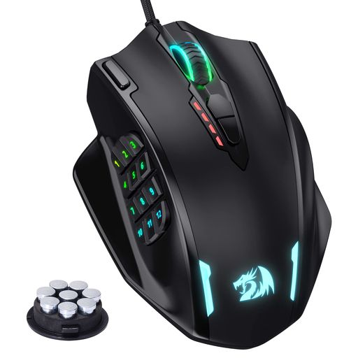 Redragon M908 Impact RGB LED MMO ゲーミングマウス、12サイドボタン、光学式有線...