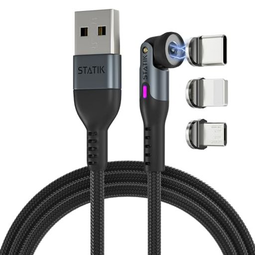 Statik 360 磁気充電ケーブル - Type C 充電器 3 in 1 USB C - USB Cケーブル Micro USB & iProduct Tip USB & iProduct Tip USB Aアダプター 電話充電コード