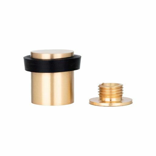 EVIハードウェア|真鍮製ドアストッパー|20x25mm|ネジ式ベース|マットサテン仕上げ、ブラック天然シリコ..