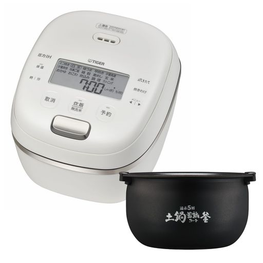 【WEB限定】タイガー魔法瓶 炊飯器 5.5合 圧力IH 日本製 遠赤5層土鍋蓄熱コート釜ホワイト JRI-N100 W