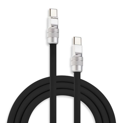 chubbycable USB C ケーブル 耐久性のあるソフトシリコン製 240W 急速充電 スマートフォン タイプc ケーブル データ転送コード iPhone 17/16/15シリーズ iPad 対応, ブラック, Type-C から Type-C,