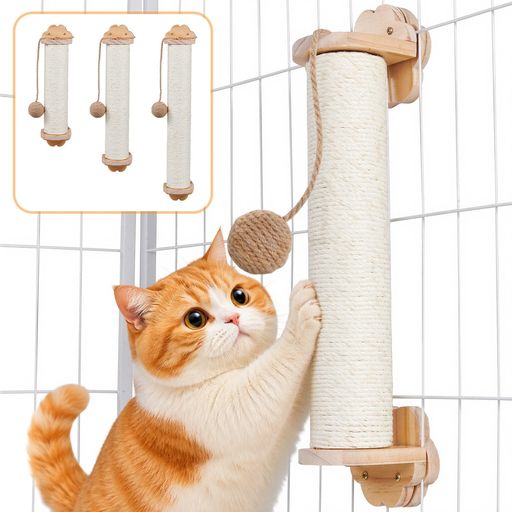 スクラッチ 🐾【天然サイザルボールのおもちゃ付き&amp;ペットの遊びがもっと楽しく!】:実用性と遊び心を兼ね備えた爪研ぎ 猫。猫だけでなく、天然素材のサイザルボール付きで、どんな猫にもぴったりです。もし爪研ぎの習慣がまだ身についていない場合でも、このサイザルボールから始めることで、自然に爪とぎを学ぶことができます。ポンポンと比べて耐久性が高く、猫が誤って食べる心配もありません。揺れるボールとその微かな音が、猫の本能を刺激し、追いかけたり遊んだりする楽しさを引き出します。ボールに触れることで、猫は運動不足を解消し、エネルギーを発散できるだけでなく、退屈やストレスを軽減することもできます。毎日のケアが楽しく、ダイナミックなひとときに変わり、猫と一緒に遊びながら心身ともに健康で活力に満ちた時間を過ごせます。猫との絆を深め、より充実した日々をサポートします! 🐾【ケージ取り付け&amp;省スペース】:ケージの側面に簡単に取り付けられるこの猫の爪とぎおもちゃは、余分なスペースをほとんど取らず、ケージ内の活動を妨げることなく垂直空間をうまく活用します。