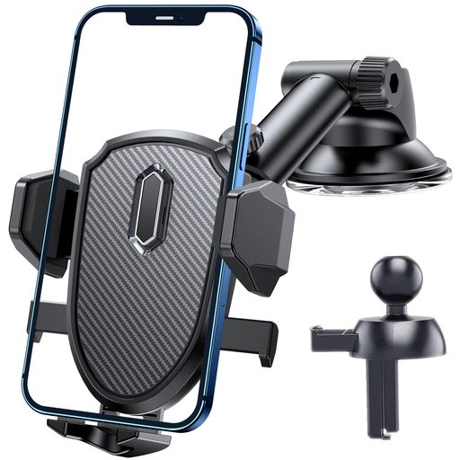 Qetiuy 車載ホルダー スマホ 伸縮アーム ワンタッチ 粘着ゲル吸盤&エアコン吹き出し口式兼用 スマホスタンド 車 携帯ホルダー 取り付け簡単 手帳型ケース対応 自由調節/日本語説明書付き/4…